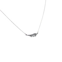 Necklace, Angel Wing, 925 Sterling Silver, Oxidized