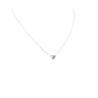 Necklace, 925 Sterling Silver, Cubic Zirconia, Heart, Minimalist