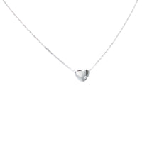 Necklace, 925 Sterling Silver, Cubic Zirconia, Heart, Minimalist