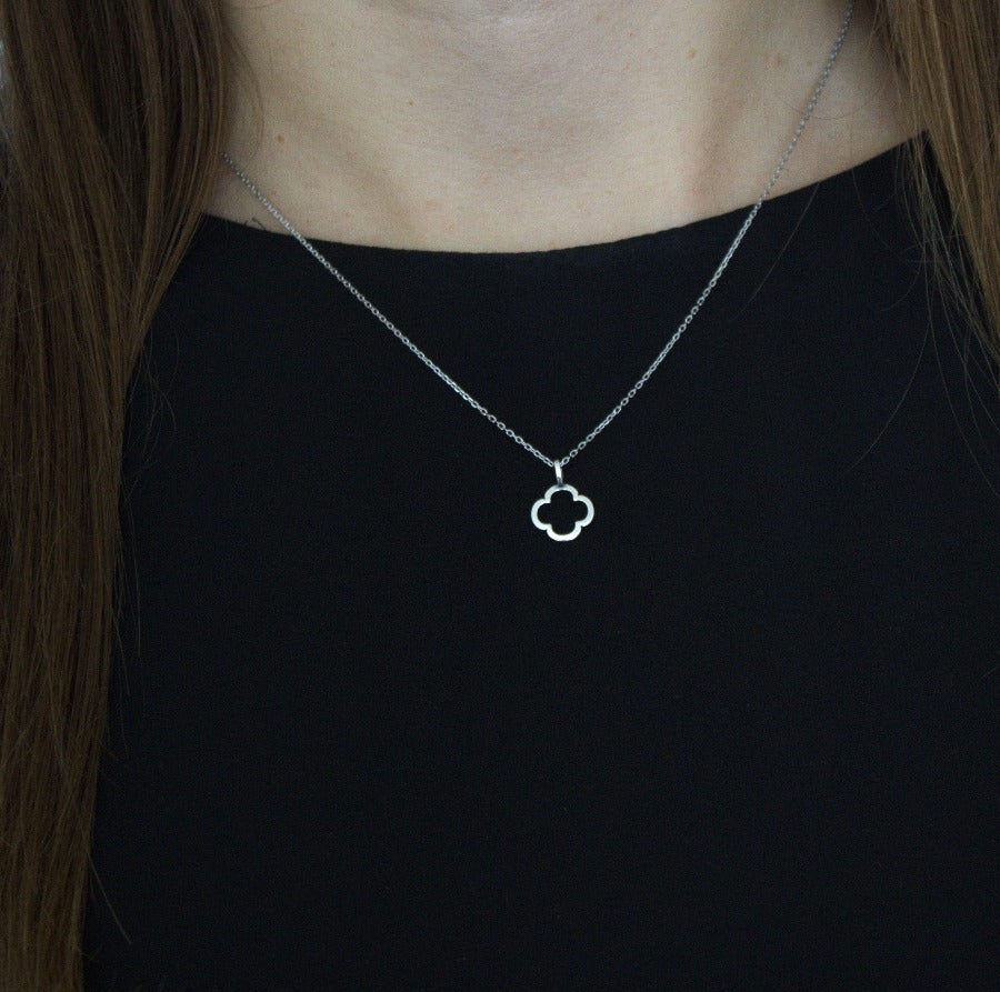 Necklace 925 Sterling Silver, Open Clover, Minimalist