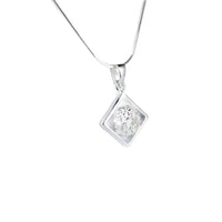 Pendant, 925 Sterling Silver, Cubic Zirconia, Open Square