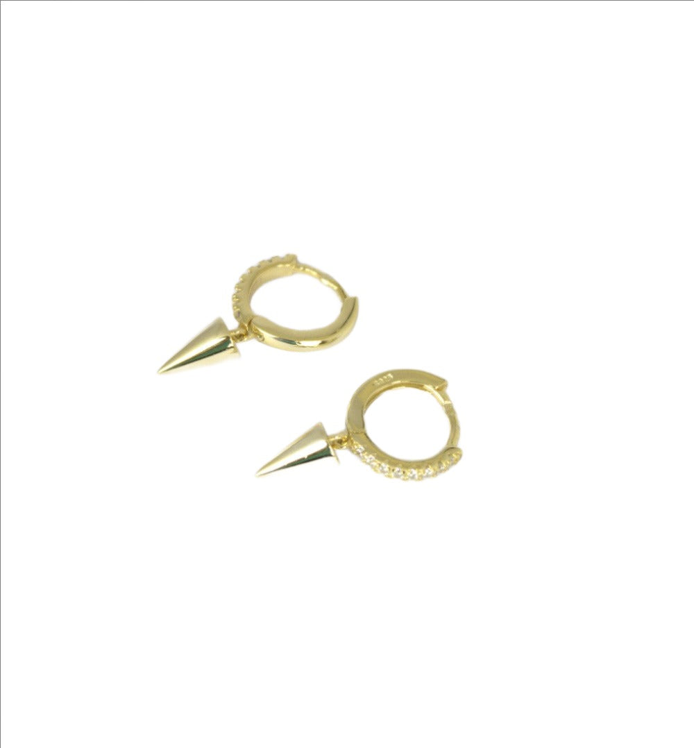 Earrings, 925 Sterling Silver, Cubic Zirconia, Huggie Earrings, Gold Plated