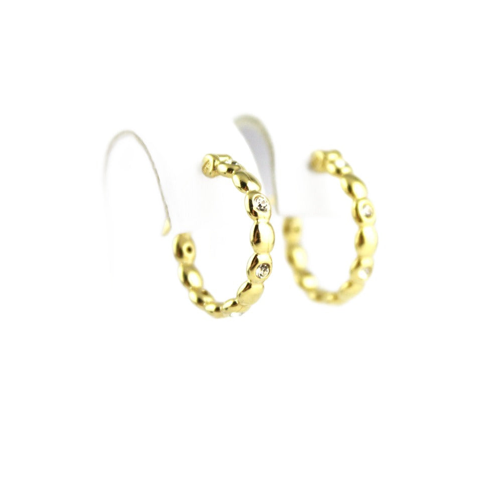 Earrings, 925 Sterling Silver, Cubic Zirconia, Hoop Earrings, Gold Plated