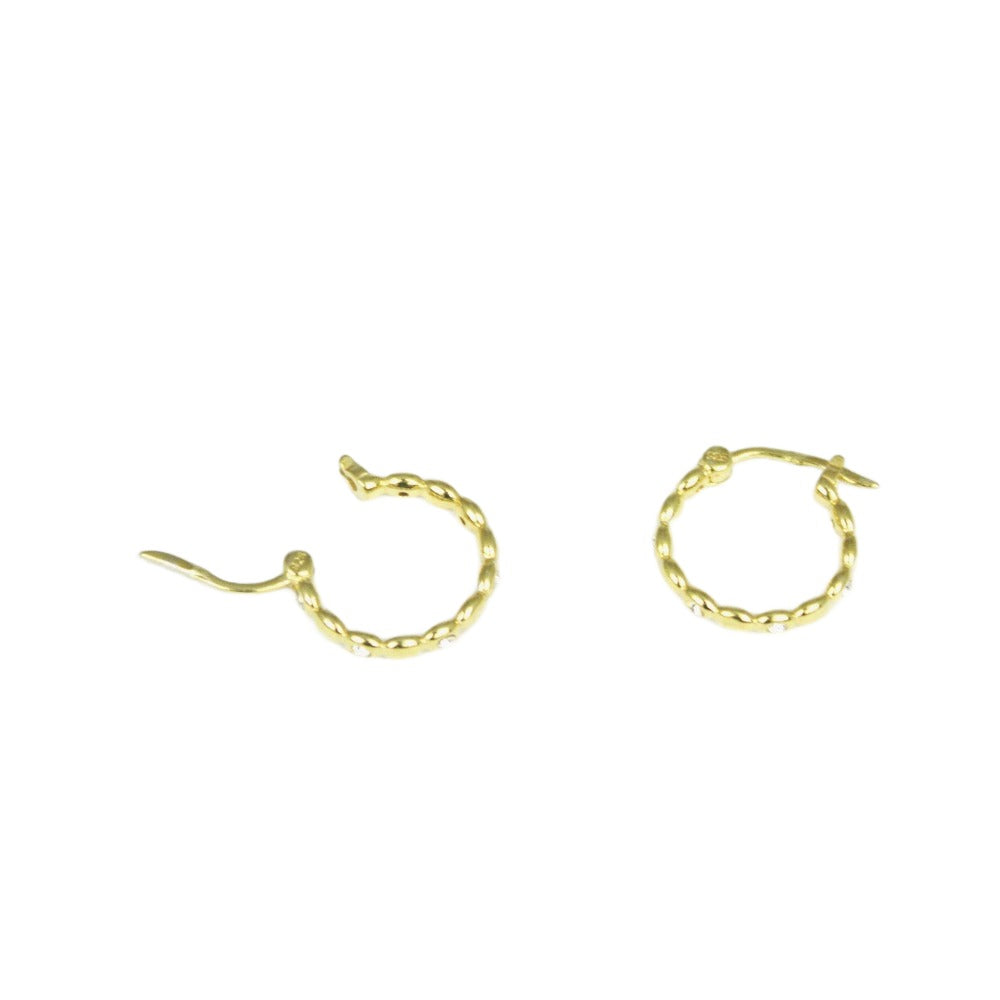 Earrings, 925 Sterling Silver, Cubic Zirconia, Hoop Earrings, Gold Plated