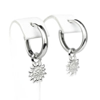 Earrings, 925 Sterling Silver, Huggie Earrings, Cubic Zirconia, Sunflower