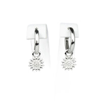 Earrings, 925 Sterling Silver, Huggie Earrings, Cubic Zirconia, Sunflower