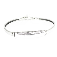 Bracelet, 925 Sterling Silver, Cubic Zirconia Bangle, Smooth