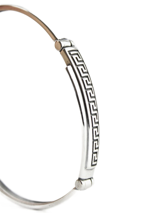 Bracelet, 925 Sterling Silver, Stiff Bangle Greek Pattern