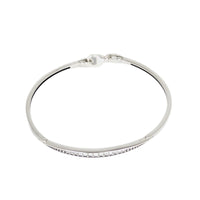 Bracelet, 925 Sterling Silver, Cubic Zirconia, Stiff Bangle