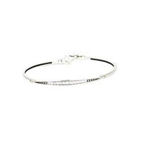 Bracelet, 925 Sterling Silver, Cubic Zirconia, Stiff Bangle