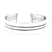 Stiff Bracelet, 925 Sterling Silver, Smooth, Wide Open Bangle