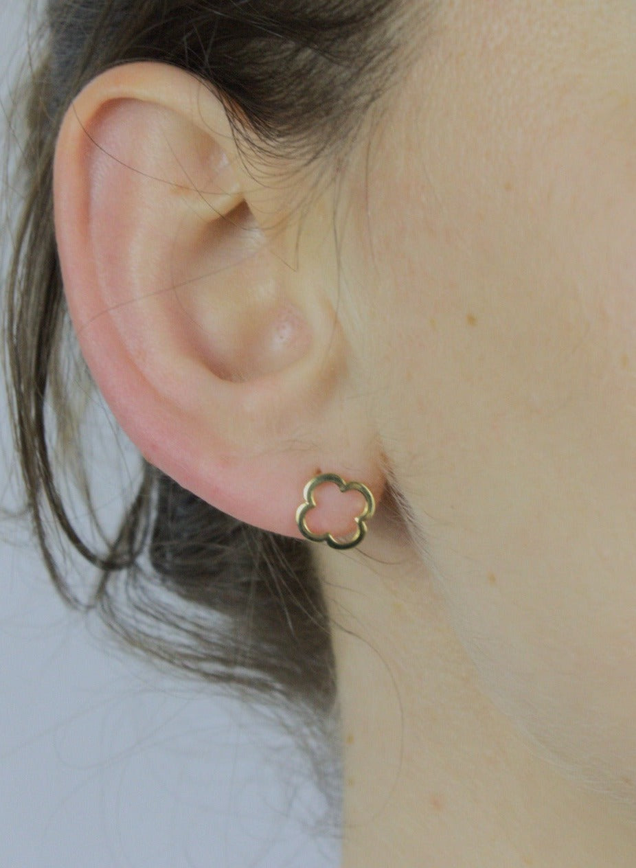 Earrings, Open Flower, 925 Sterling Silver, Stud Earrings, Gold Plated