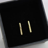 Earrings, 925 Sterling Silver, Cubic Zirconia, Gold Plated, Stud Earrings