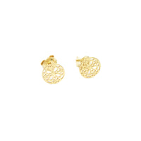 Earrings, 925 Sterling Silver, Openwork Circle, Gold Plated