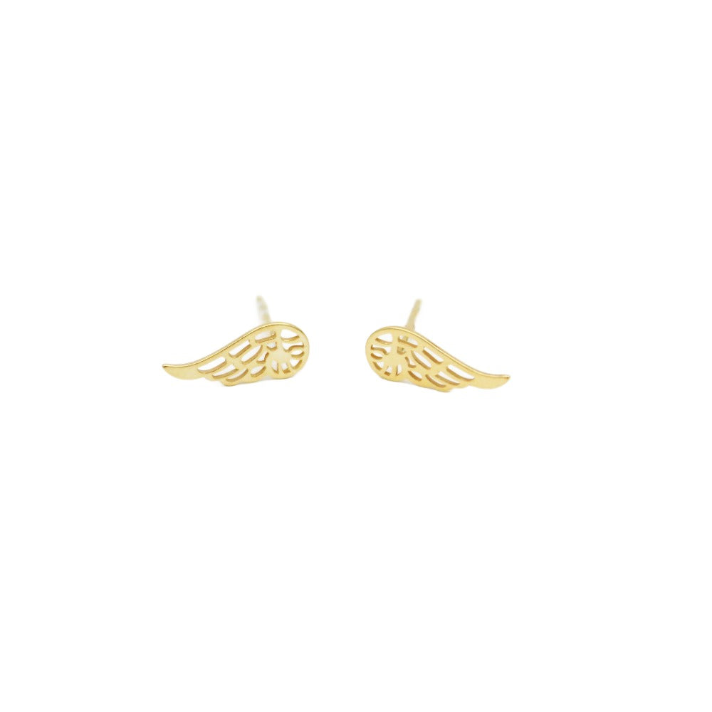 Earrings, 925 Sterling Silver, Little Angel Wing, Gold Plated