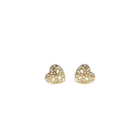 Earrings, 925 Sterling Silver, Openwork Heart, Gold Plated