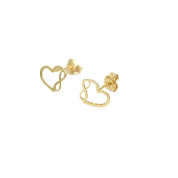 Earrings, Open Heart with Infinity, 925 Sterling Silver, Gold plated