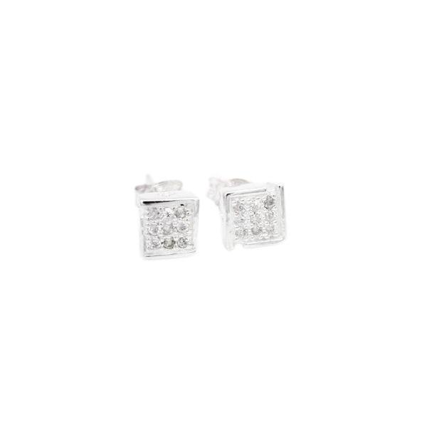 Stud Earrings, 925 Sterling Silver, Cubic Zirconia