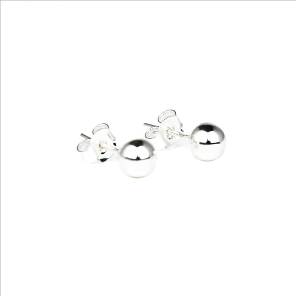 Earrings, 925 Sterling Silver, Ball 6 mm