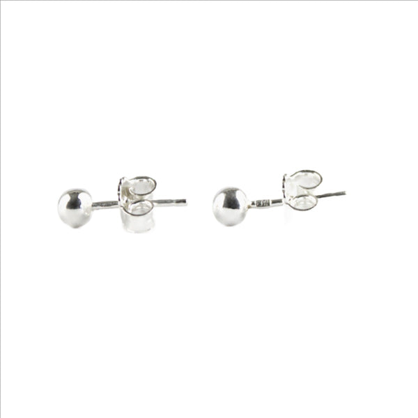 Earrings, 925 Sterling Silver, Ball 4 mm