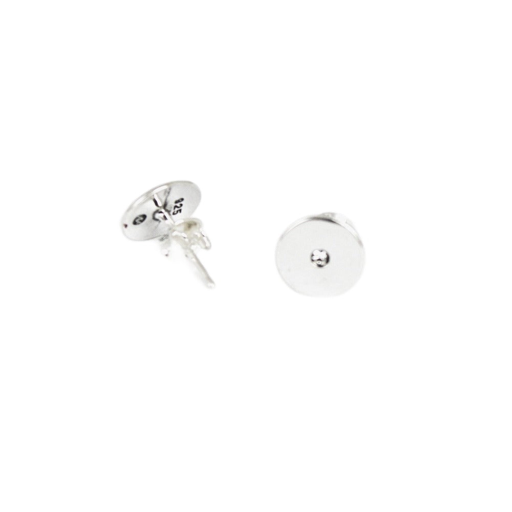 Earrings, 925 Sterling Silver, Cubic Zirconia, Button