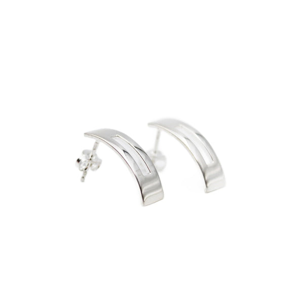 Earrings, 925 Sterling Silver, Stud Earrings, Open, Smooth