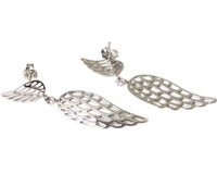 Earrings, 925 Sterling Silver, Angel Wing, Stud, Long Earrings, Openwork