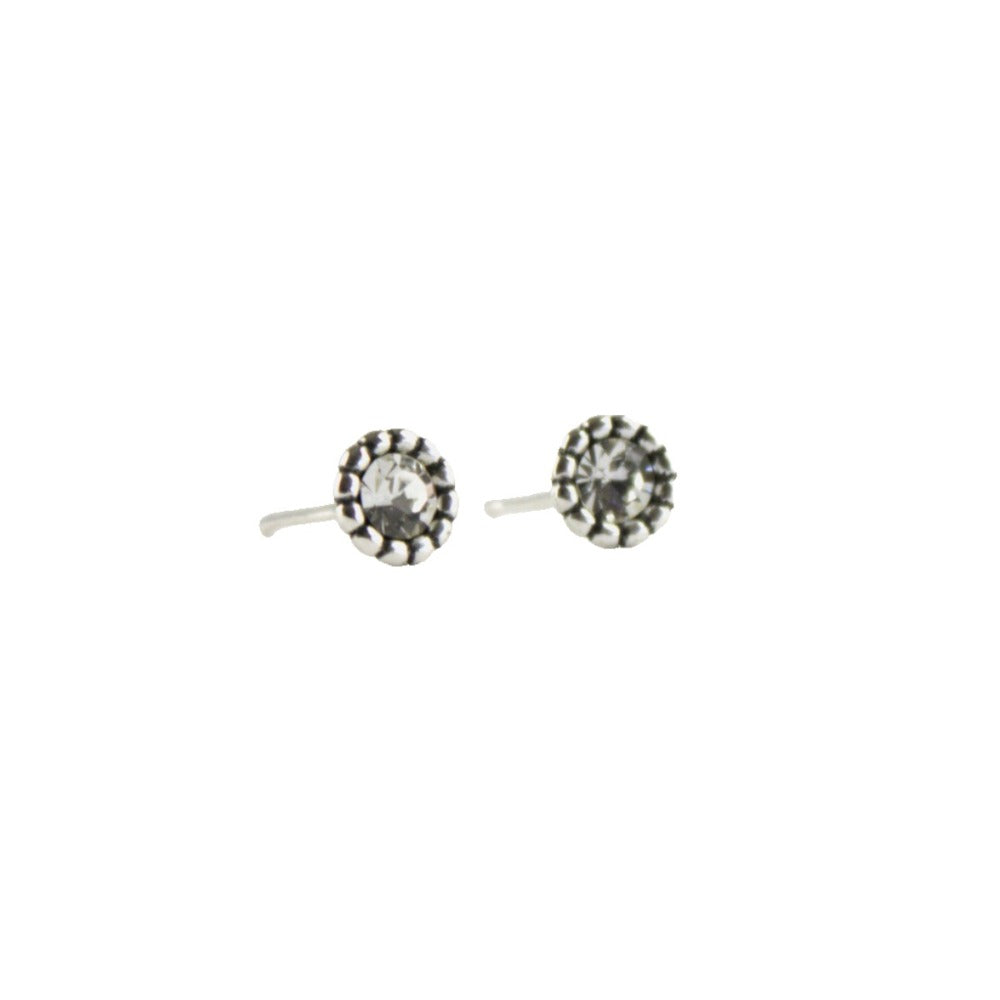 Stud Earrings, 925 Sterling Silver, Cubic Zirconia, Minimalist