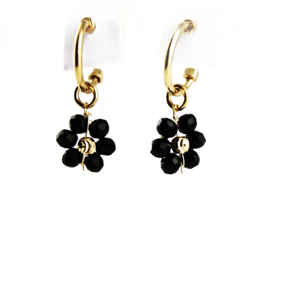 Earrings, 925 Sterling Silver, Flower, Gold Plated