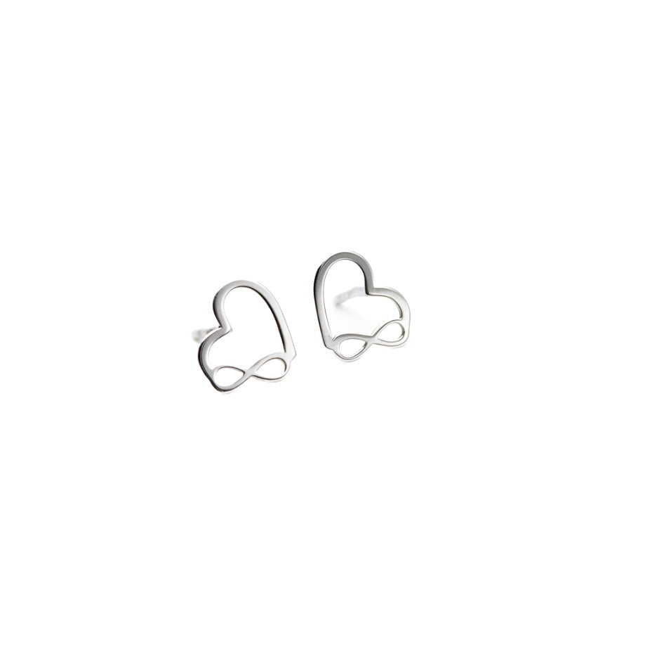 Earrings, 925 Sterling Silver, Open Heart with Infinity 