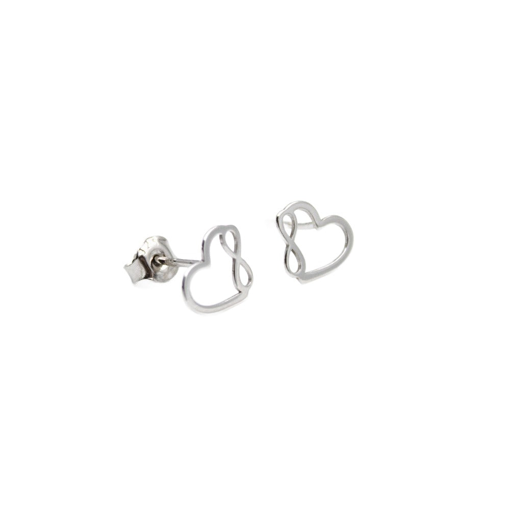 Earrings, 925 Sterling Silver, Open Heart with Infinity Media 1 of 3