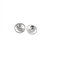 Earrings, 925 Sterling Silver, Round with Angel Wing