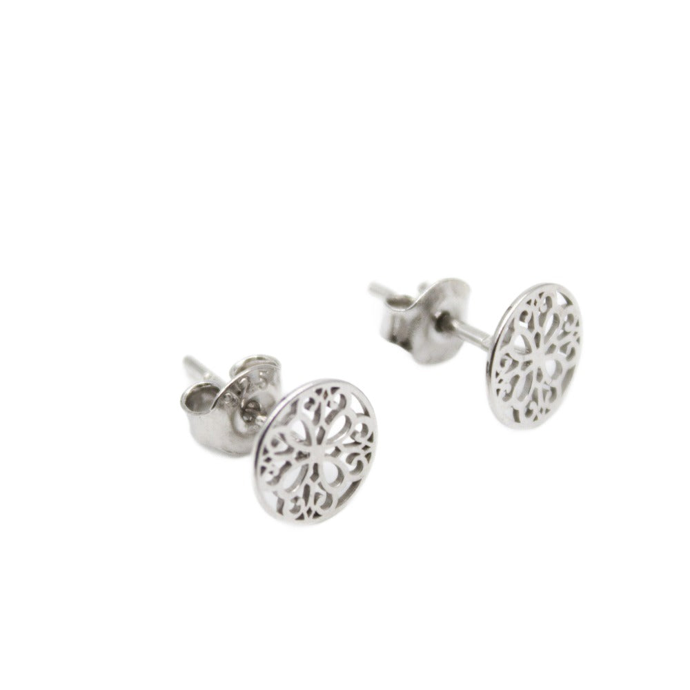 Earrings, 925 Sterling Silver, Round, Openwork