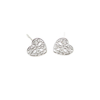 Earrings, 925 Sterling Silver, Openwork Heart