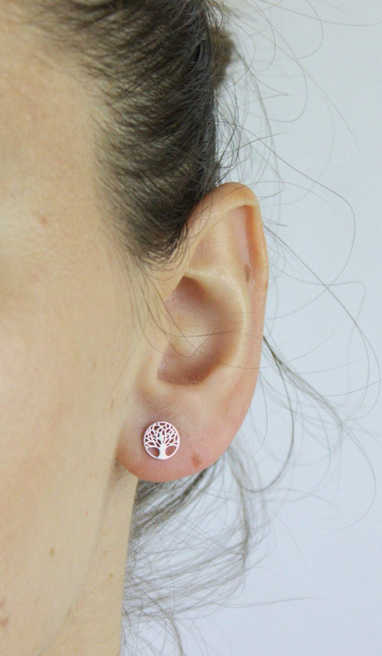 Earrings, 925 Sterling Silver, Tree of Life