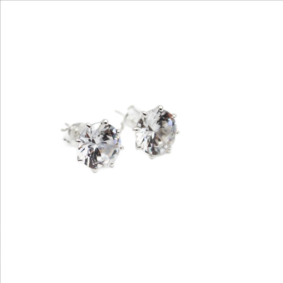 Earrings, 925 Sterling Silver, Large Zirconia