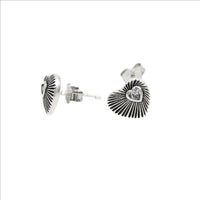 Earrings, 925 Sterling Silver, Heart with Cubic Zirconia, Oxidized