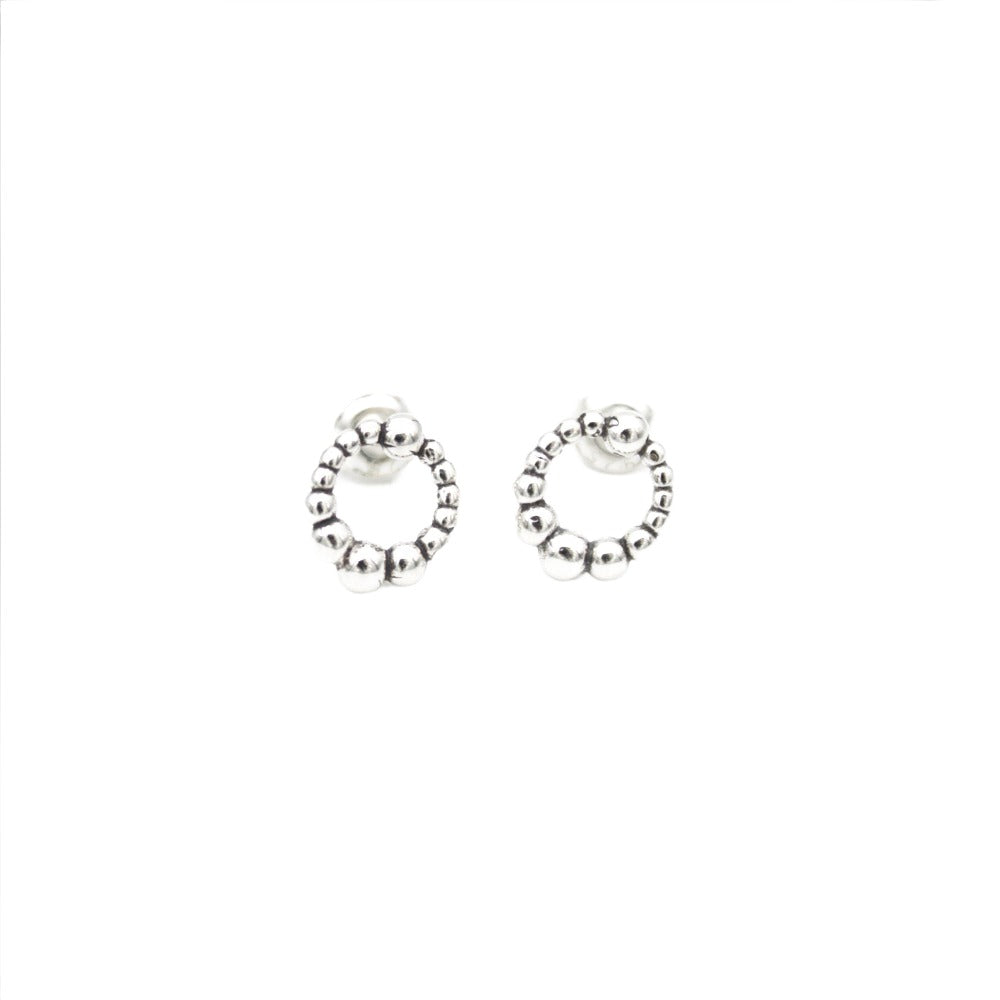 Earrings, 925 Sterling Silver, Circle, Balls