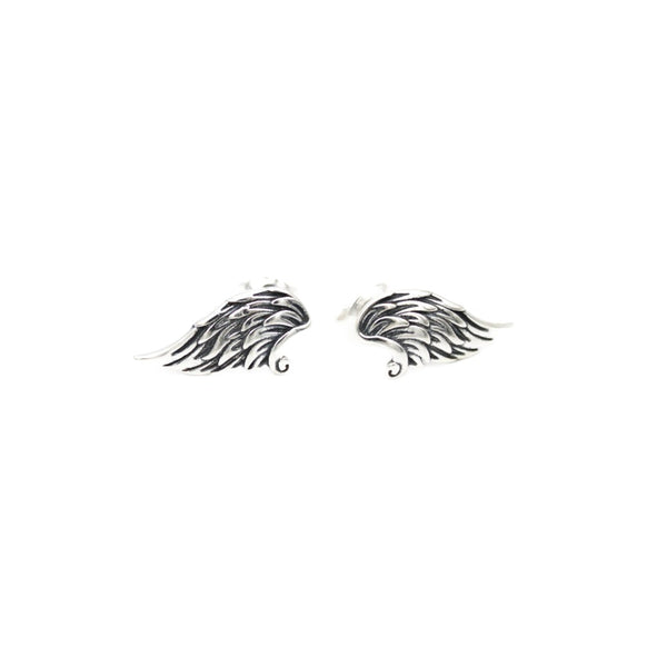 Earrings 925 Sterling Silver, Angel Wings, Stud Earrings, Oxidized