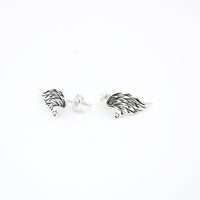 Earrings 925 Sterling Silver, Angel Wings, Stud Earrings, Oxidized