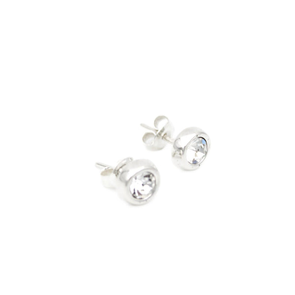 Earrings, 925 Sterling Silver, Cubic Zirconia, Round