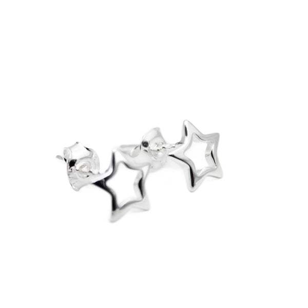 Earrings, 925 Sterling Silver, Open Star